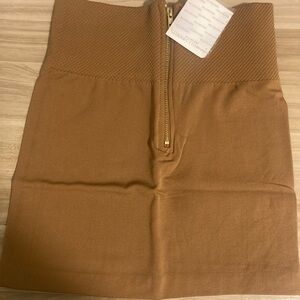 NEW S M mini skirt Connection 18 Fits Size 2-8 Spandex Shapewear Zipper camel